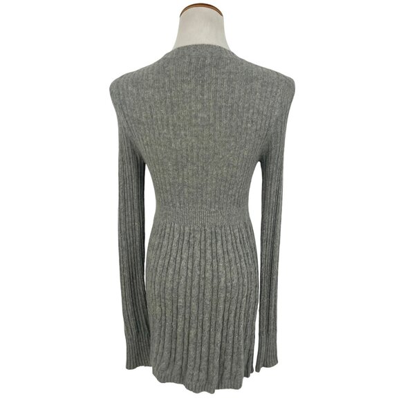 Vintage Y2K Like Love Gray Plunging V-Neck Lux Angora Cardigan Sweater Knit S/M - Picture 7 of 10